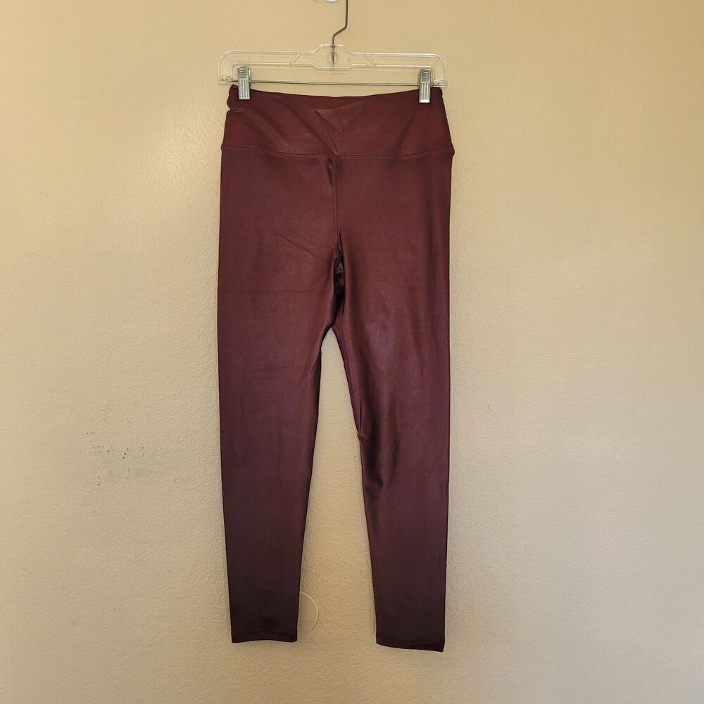 Noli Liquid Leggings Women Medium Cherry Red Burgundy Yoga Workout Pants Stretch